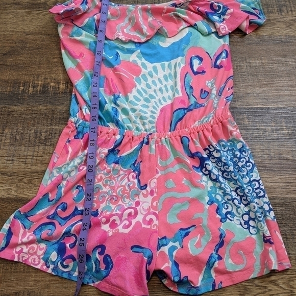 LILLY Pulitzer Klea Romper in Coral Reef I'm So Jelly Shorts - Picture 6 of 9